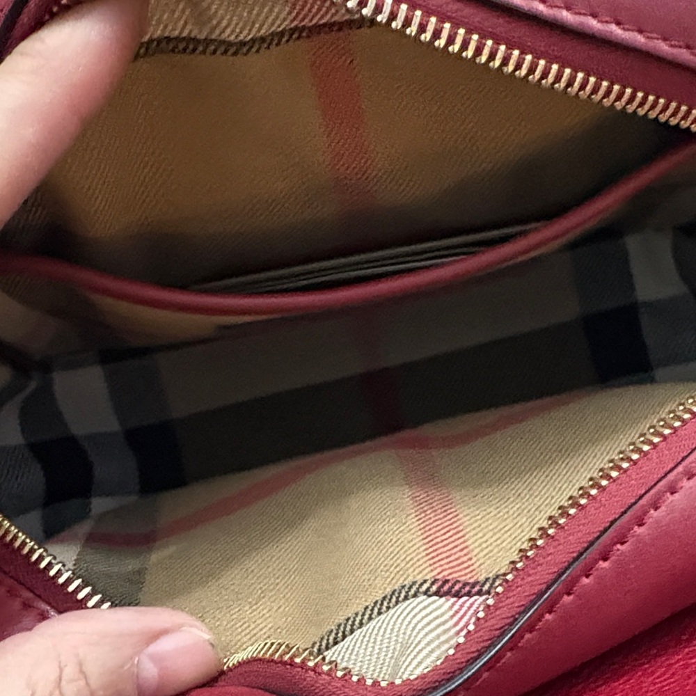 Burberry Burgundy Leather Crossbody with Gold Buckle - Picture 5 of 12